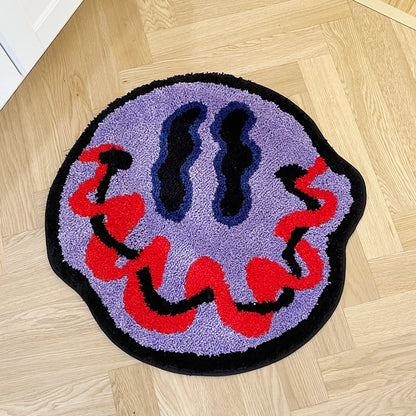 Trippy Smiling Face Tufted Handmade Rug