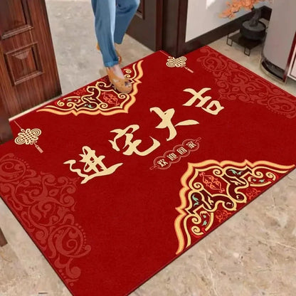 Chinese New Year Carpet Auspicious Words Entrance Floor Mat New Year Decor Home Gift Rug