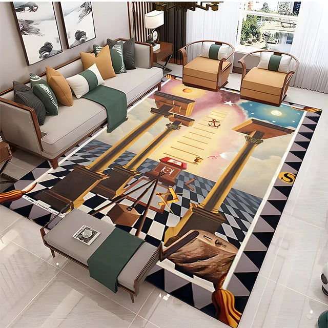 Freemasonry Symbol Non-Slip Area Rug