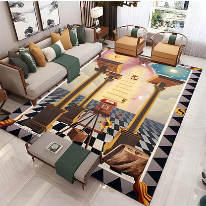 Freemasonry Symbol Non-Slip Area Rug