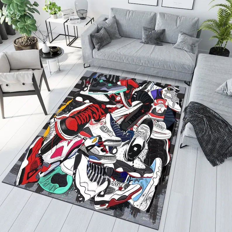 Sneaker Box Carpet Rug Non-Slip Floor Mat Living Room Bedroom Home Decor Sneaker Style Rug