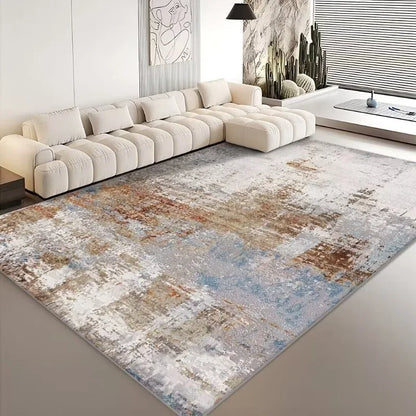 Modern Abstract Grey Plush Washable Area Rug