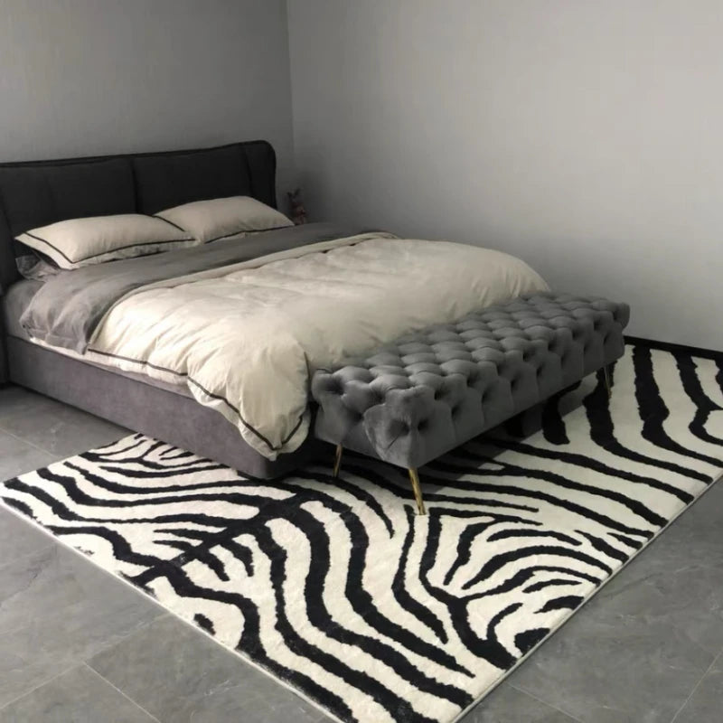 Nordic Zebra Pattern Fluffy Plush Non-Slip Area Rug