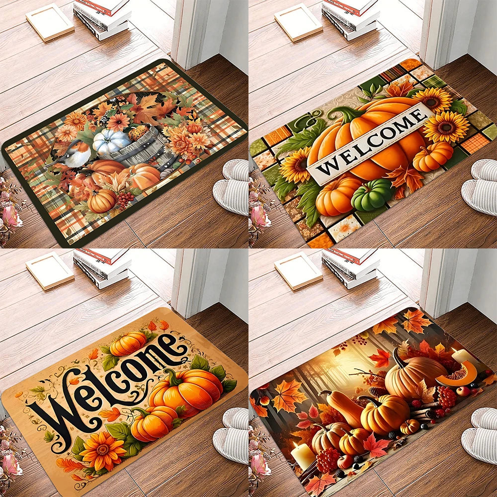 Thanksgiving Pumpkin Non-Slip Welcome Mat