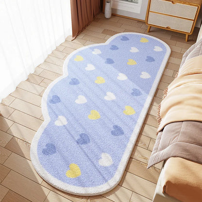 VIKAMA Cartoon Imitation Cashmere Carpet Cute Cloud Heart Bedroom Bedside Floor Mat