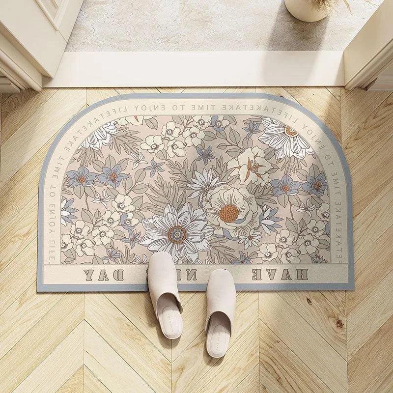 Light Luxury European Floral Bathroom Absorbent Diatom Mud Non-slip Floor Mat Door Mat