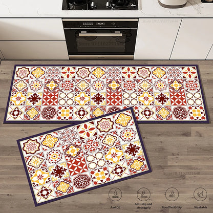 Retro Kitchen Rugs Non-Slip Absorbent Bedroom Luxury Entrance Doormat Washable Anti Fatigue Carpet Long Large Waterproof Mat
