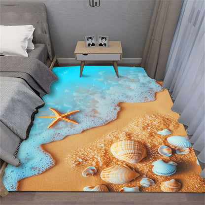 Summer Beach Shell Wave Area Rug