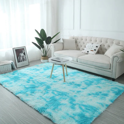 VIKAMA Tie-Dye Plush Carpet Soft Fluffy Non-Slip Kids Room Crawling Mat