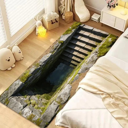 3D Optical Illusion Stone Staircase Runner Rug