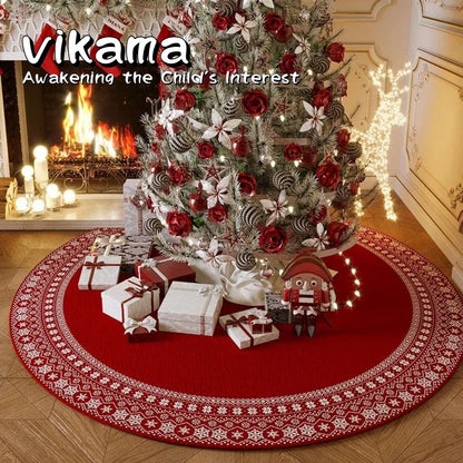 VIKAMA Christmas Tree Round Rug Non-Slip Holiday Decor Mat