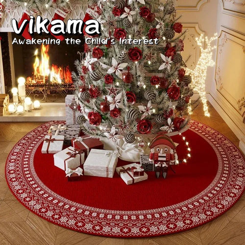 VIKAMA Christmas Tree Round Rug Non-Slip Holiday Decor Mat