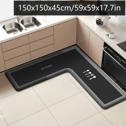 Printed L-Shaped Absorbent Non-Slip Kitchen Mat