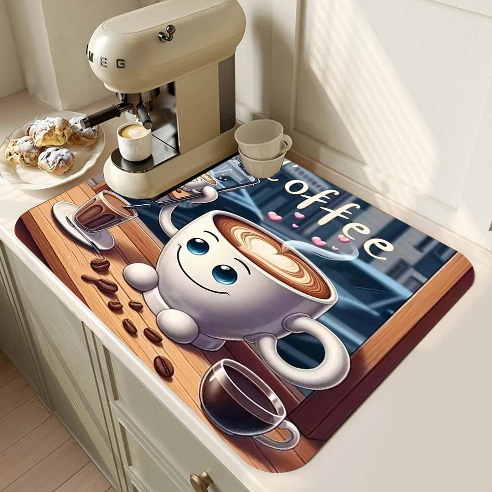 Absorbent Coffee Machine Drip Mat with Non-Slip Rubber Sole Anti-Dirt for Coffee Machine Kitchen Sink Bathroom Countertop