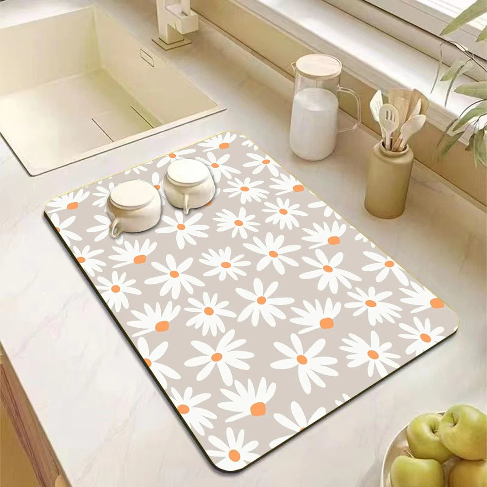Absorbent kitchen drying drain mat
