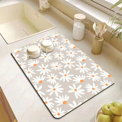 Absorbent kitchen drying drain mat