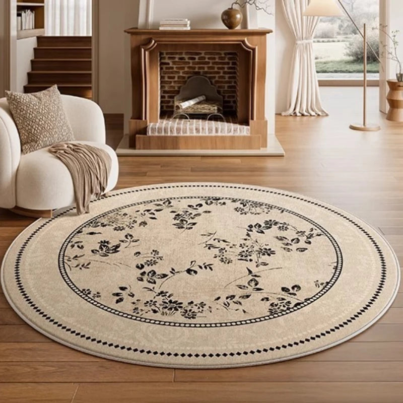 Medieval Style Round Light Luxury Washable Area Rug