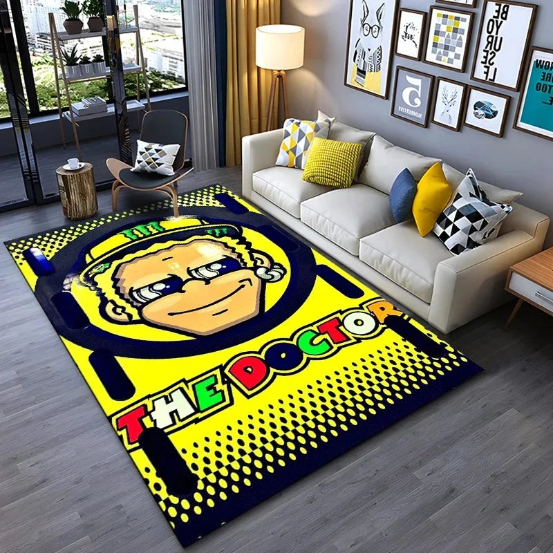 The Doctor Cartoon Character Carpet Mat Black Rug Round 46 Logo Living Room Home Decor