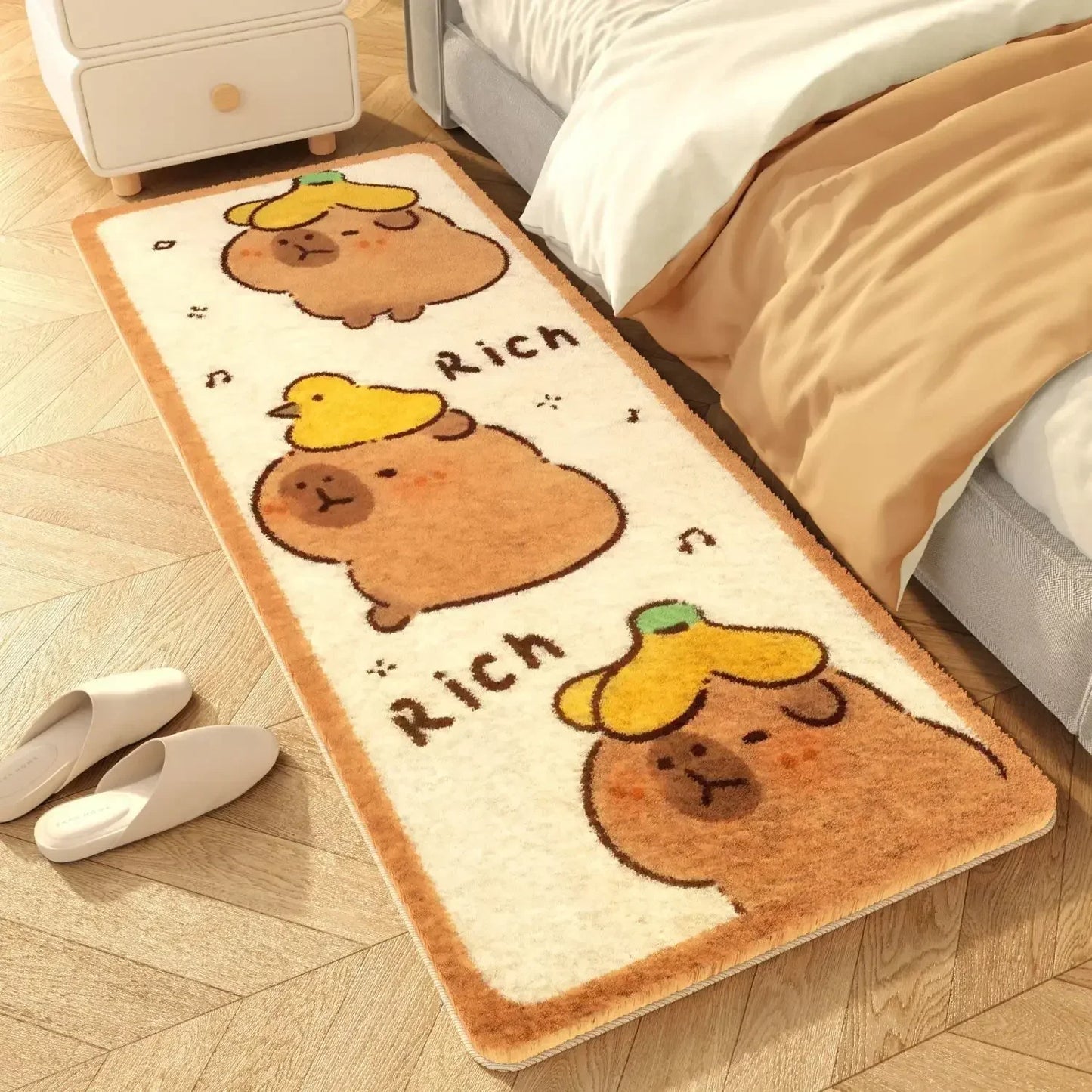 Cute Capybara Cashmere Bedside Rug