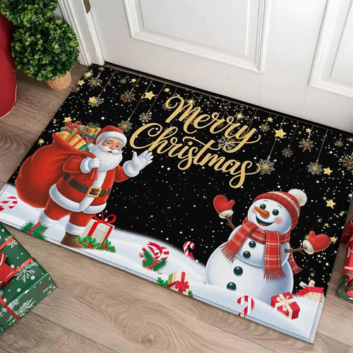 VIKAMA Merry Christmas Santa Claus Snowman Welcome Doormat