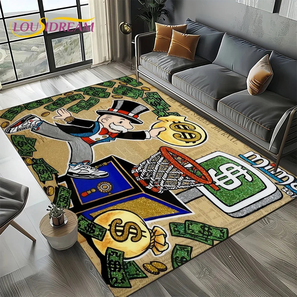 3D Monopoly Dollar Game Area Rug