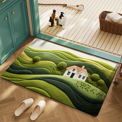 Floral Succulent 3D Embossed Non-Slip Absorbent Door Mat Bathroom Entryway Rug Home Decor