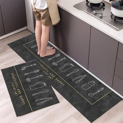 Non-Slip Kitchen Mat Long Crystal Velvet Rug Absorbent Foot Mat Bedroom Living Room Doormat Small Carpet Home Decor