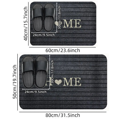 Solid Color Seven Stripe Door Mat Flocking Absorbent Non-Slip Carpet Entrance Shower Room Machine Washable Rug