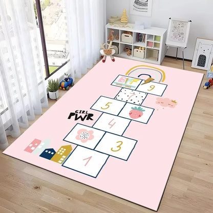 Hopscotch Cartoon Kids Game Rug