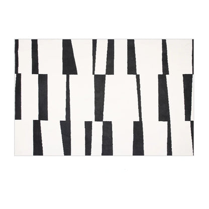Modern Luxury Black & White Plush Washable Area Rug