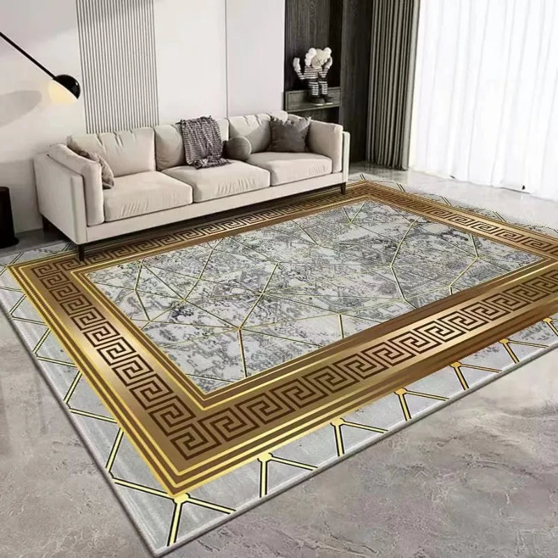 Luxury European Print Large Area Rug Non-Slip Wear-Resistant Carpet Living Room Bedroom Soft Floor Mat Home Decor