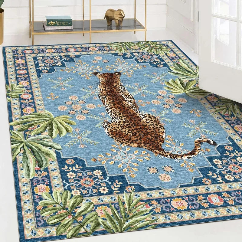 Cheetah Pattern Rug Personalized Animal Flower Carpet Non-Slip Floor Mat Bedroom Living Room Door Mat Home Decor