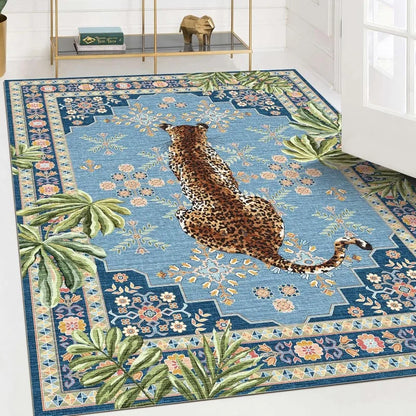 Cheetah Pattern Rug Personalized Animal Flower Carpet Non-Slip Floor Mat Bedroom Living Room Door Mat Home Decor