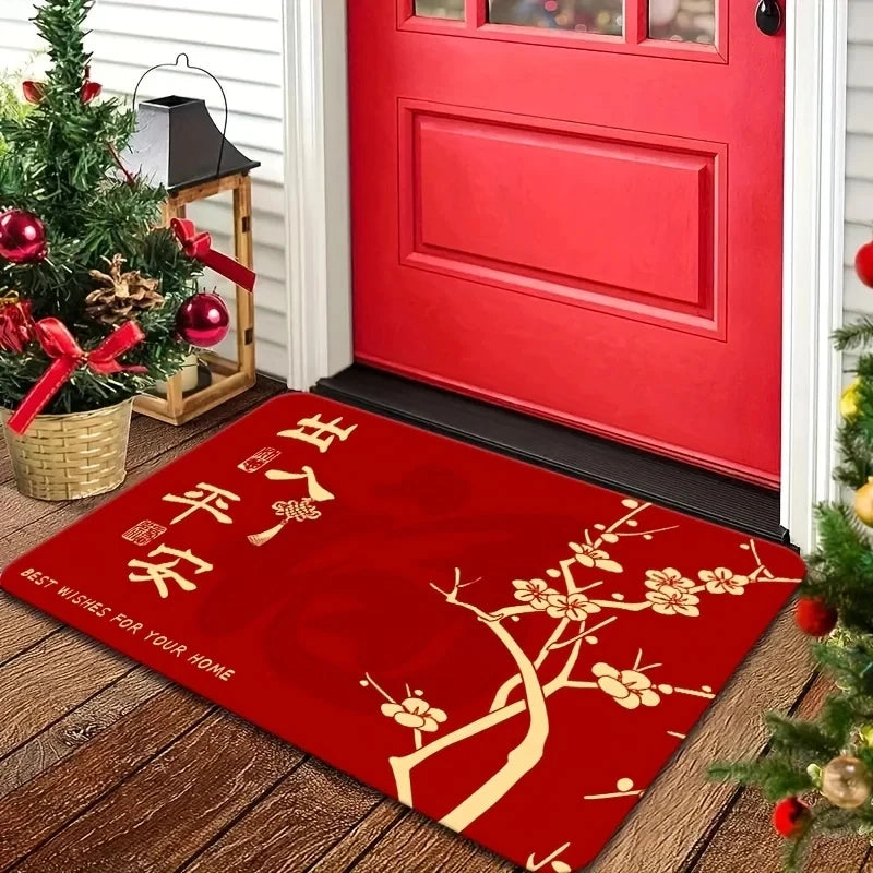 Chinese New Year Soft Absorbent Non-Slip Entrance Doormat Festive Home Decor Rug Gift Mat