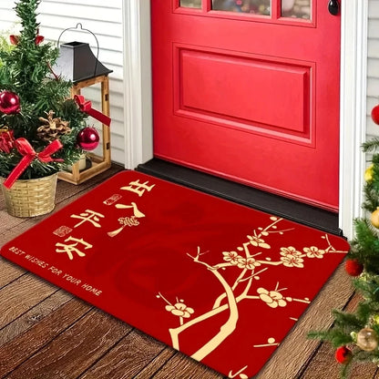 Chinese New Year Soft Absorbent Non-Slip Entrance Doormat Festive Home Decor Rug Gift Mat