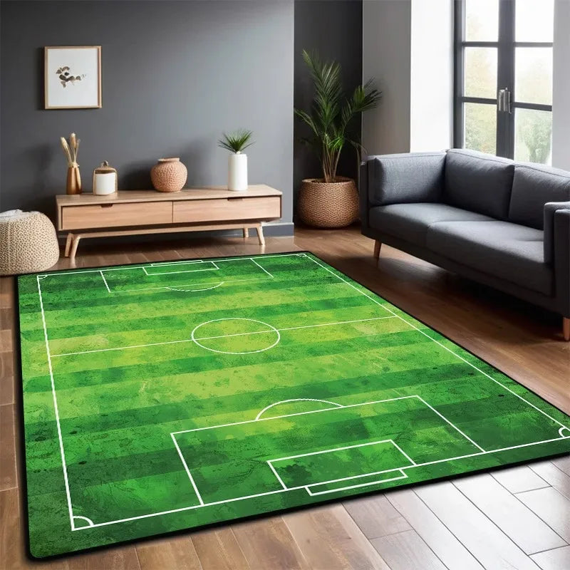 Football Field Rug Large Foldable Non-Slip Play Mat Kids Soccer Carpet Machine Washable Living Room Bedroom Home Decor