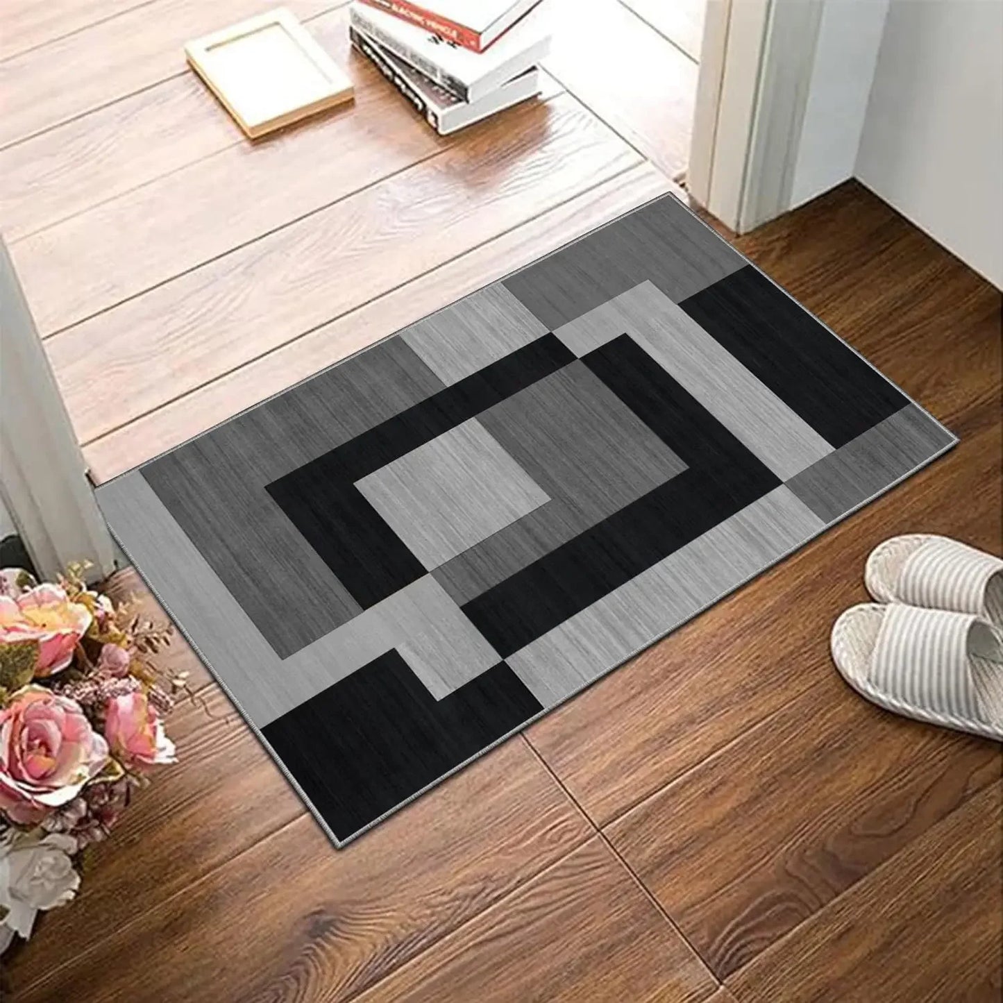VIKAMA Geometric Style Non-Slip Living Room Area Rug
