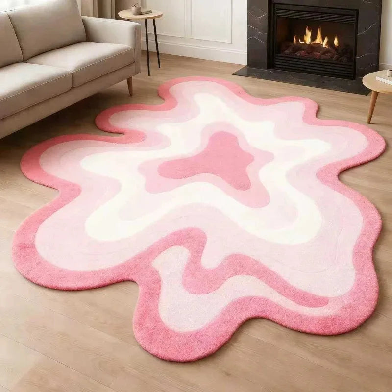 VIKAMA Dopamine Abstract Plush Rug Soft Irregular Living Room Bedroom Home Decor