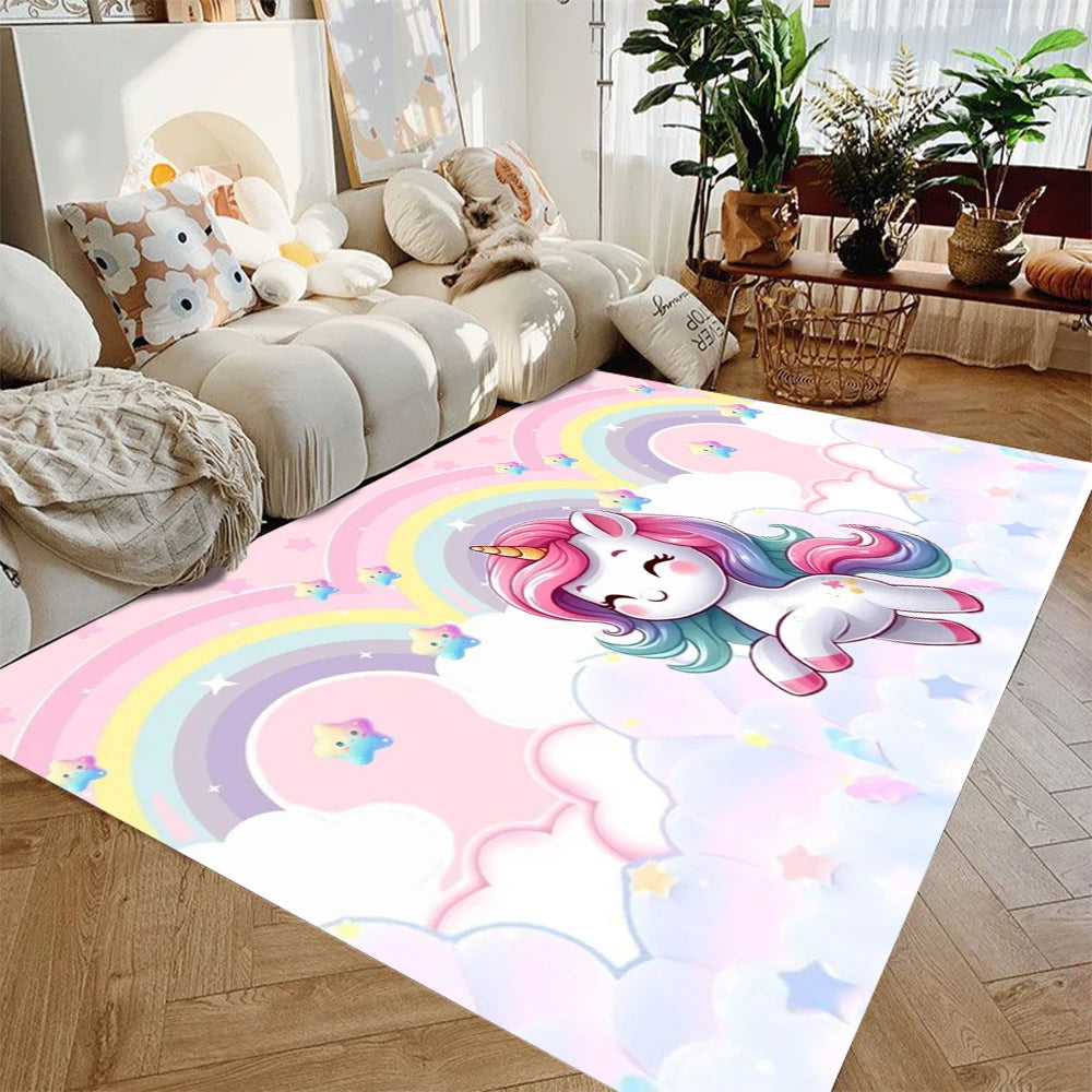 Cartoon Unicorn Kids Area Rug