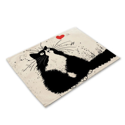 Cute Black Cat Kitchen Placemat Set
