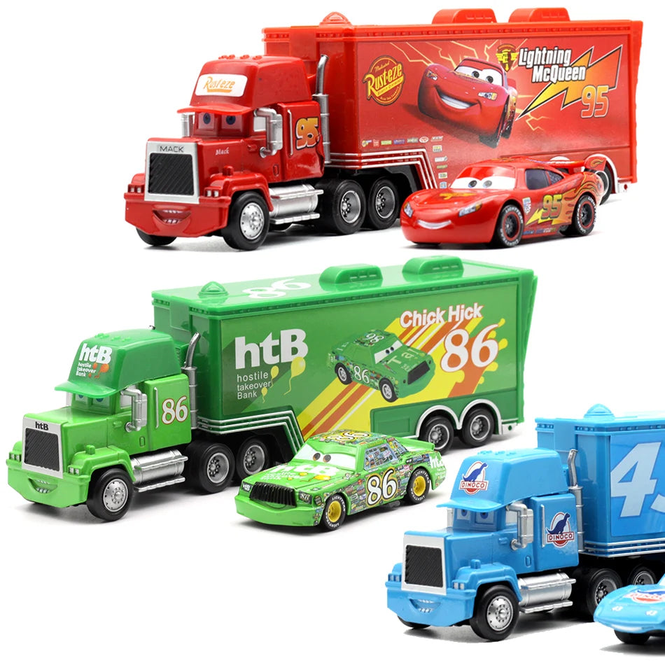 Disney Pixar Cars Lightning McQueen Diecast Truck Trailer Toy