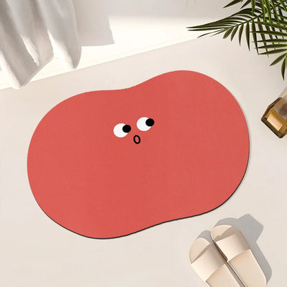 Cartoon funny expression irregular bathroom non-slip mat toilet door absorbent floor mat household diatom mud floor mat
