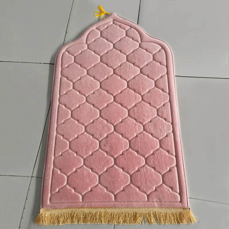 Flannel Prayer Mat Non-Slip Soft Portable Worship Rug Travel Ramadan Gift