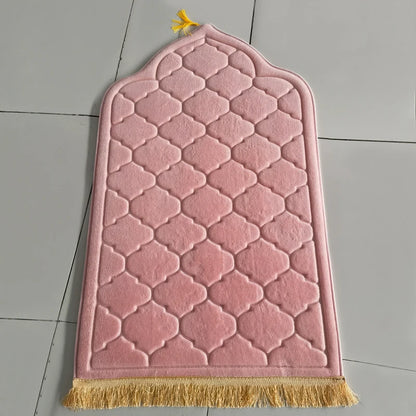 Flannel Prayer Mat Non-Slip Soft Portable Worship Rug Travel Ramadan Gift