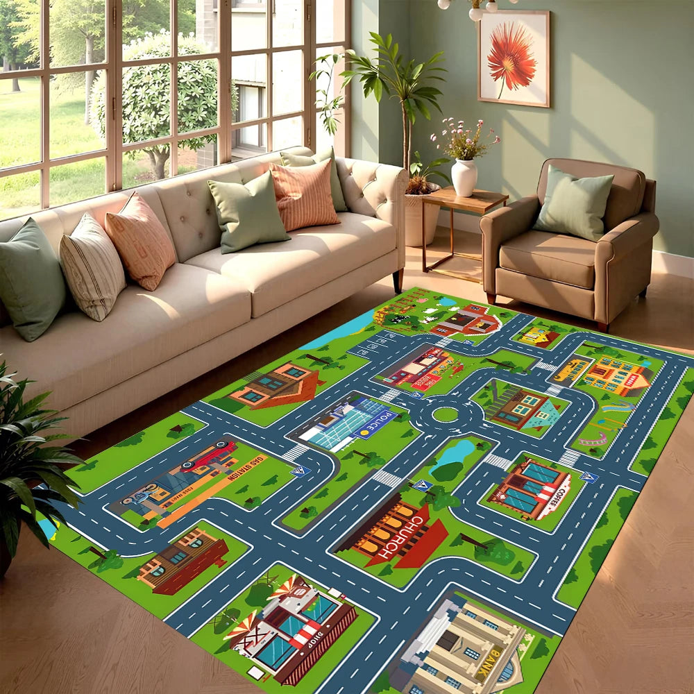 City Race Track Kids Play Rug