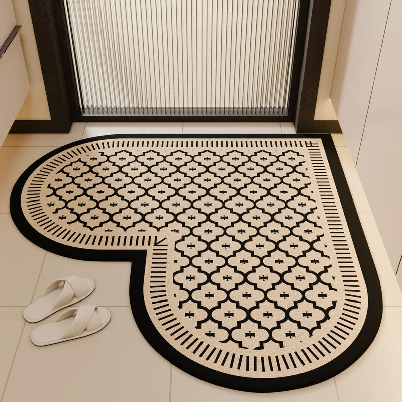 Heart-Shaped Bathroom Mat Diatom Mud Absorbent Non-Slip Toilet Door Entry Foot Rug Home Decor