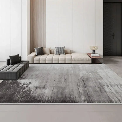 Modern Minimalist Grey Plush Washable Area Rug