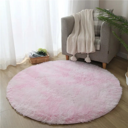 VIKAMA Pink Round Fluffy Princess Kids Area Rug