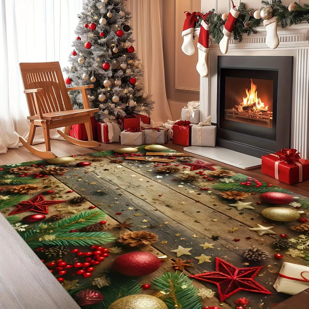 VIKAMA Christmas Rug Non-Slip Door Mat Living Room Garden Courtyard Decor