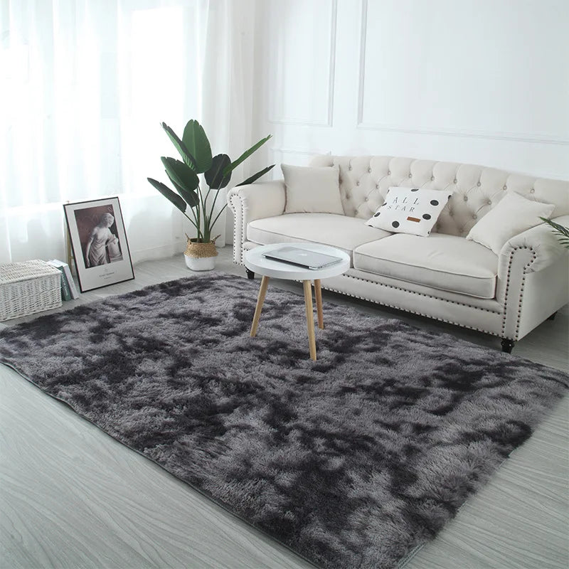 Machine Washable Grey Shaggy Area Rug Soft Fluffy Non-Slip Indoor Carpet